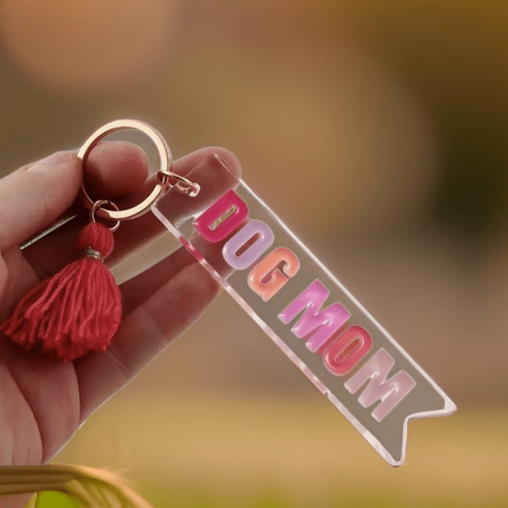 Chic "DOG Mom" Acrylic Keychain - Mr. Bruno Shop