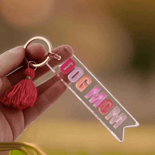Chic "DOG Mom" Acrylic Keychain - Mr. Bruno Shop